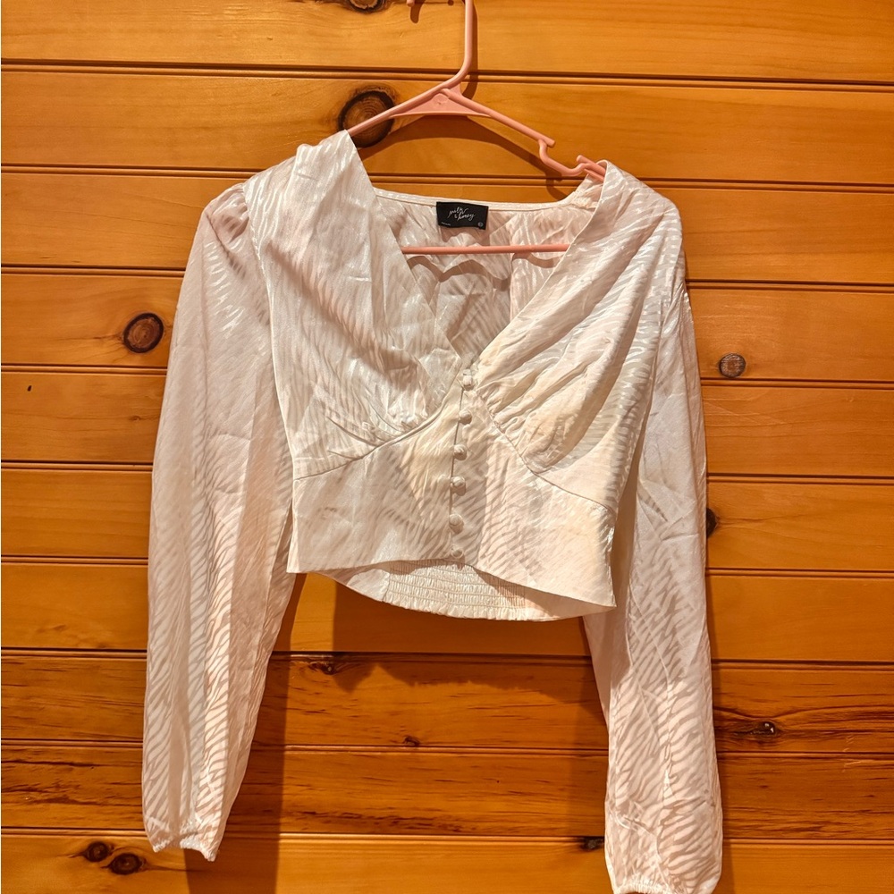 Princess Polly White Cropped Blouse